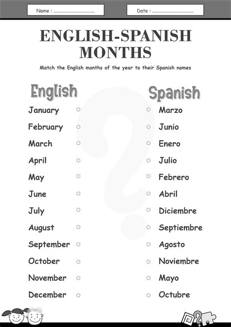 11 Free Printable Spanish Worksheets Months - Free PDF at worksheeto.com