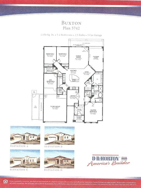 DR Horton Buxton Floor Plan | Floor plans, House plans, Family house plans