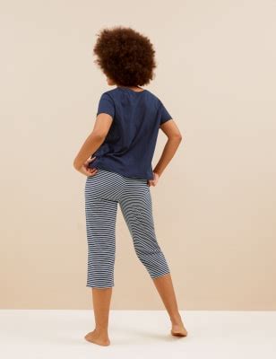 Pure Cotton Striped Cropped Pyjama Set