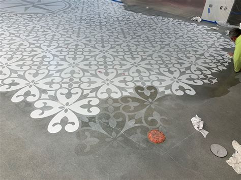 New Stenciled Concrete Floors Made to Look Old - Concrete Decor | Floor ...