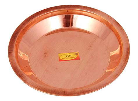 100% Pure Copper Pooja Thali Plate Taman - (Diameter - 9 Inch, Heavy ...