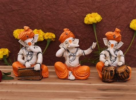 Buy Collectible India Lord Musical Ganesha Idol Statue Showpiece Set ...