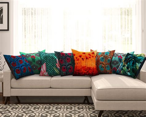 Buy SEJ by Nisha Gupta Cushion Cover 16 Inch x 16 Inch Set of 8 ...