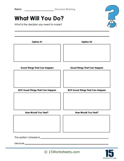 Image result for The Power of Choice Work Worksheet