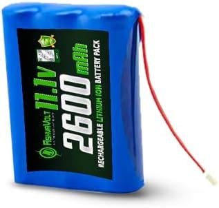 AshvaVolt 11.1V 2600mAh Rechargeable Lithium Battery Pack 18650 3S with ...