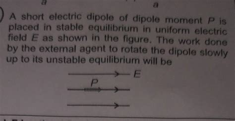 A short electric dipole of dipole moment P isplaced in stable ...