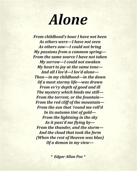 Alone Poem by Edgar Allan Poe, Typography Print – GalleryThane