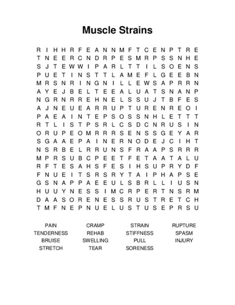 Image result for Muscle Word Search Printable