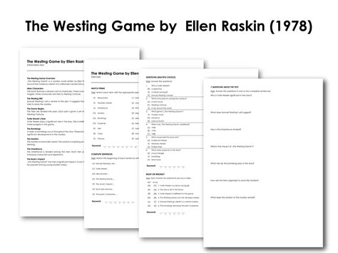 The Westing Game by Ellen Raskin (1978) | Made By Teachers
