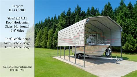 18x25x11 Steel Carport - Rebel Structures