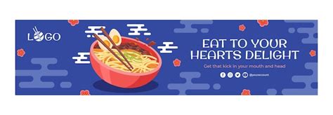 Flat korean food restaurant twitch banner | Free Vector