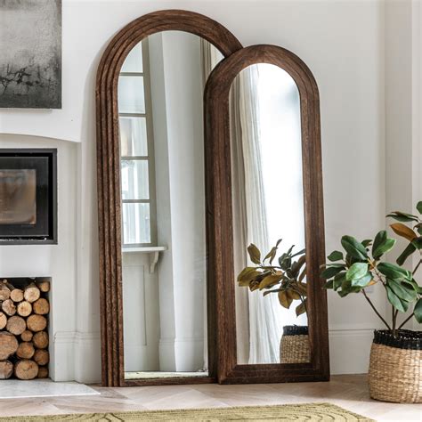 Naples Wide Arched Walnut Floor Mirror