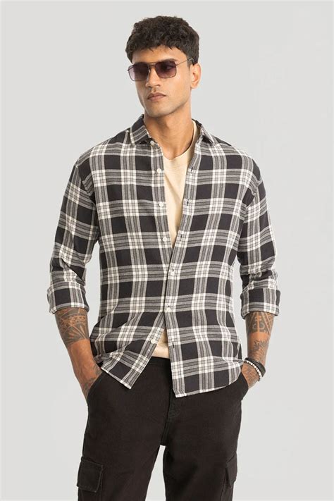 Buy Men's Black Checks Slim Fit Shirt Online | Snitch – SNITCH