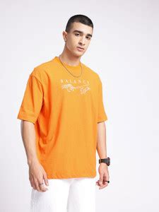 Glitchez Printed Men Round Neck Orange T-Shirt - Buy Glitchez Printed ...