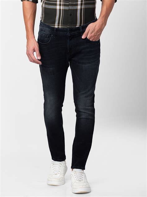 Spykar Men Carbon Black Cotton Slim Fit Tapered Length Jeans (Kano ...