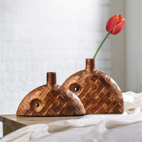 Buy Glimpse Homes Ceramic Bud Vase Set | Gorgeous Copper Brown | 7.5 ...