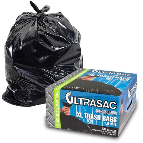 Heavy Duty 45 Gallon Trash Bags by Ultrasac - (HUGE 50 COUNT /w Ties ...