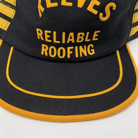 VTG 70s Reeves Reliable Roofing Three-Stripe Trucker... - Depop