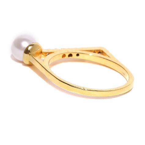 Buy Fabula Jewellery Gold Plated White Pearl & Cubic Zirconia Delicate ...
