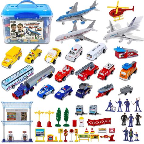 Buy Liberty Imports Kid's Airport Playset in Storage Bucket with Toy ...