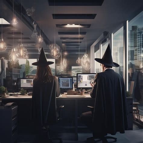 Enchanting realistic wizards battle workday in ultra 4k office ...