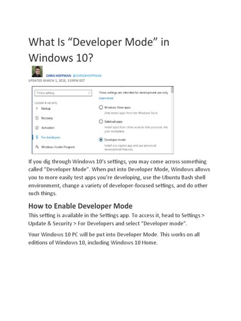 Image result for PC Developer Mode