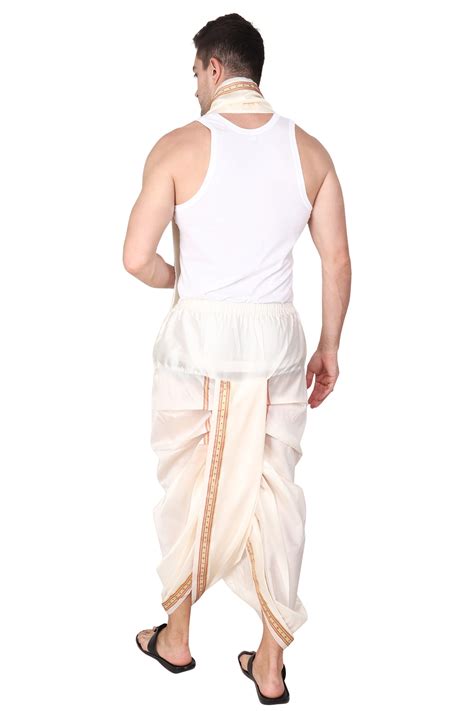 White Dhoti for Men - Pre Stitched - Dhoti Pant – Rameshwaram Fabrics ...