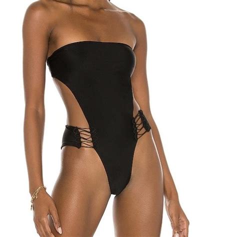 Camila Coelho Women's Black Swimsuit-one-piece | Depop