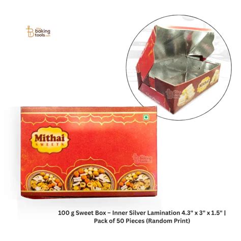 100 g Sweet Box – Inner Silver Lamination | Pack of 50 Pcs
