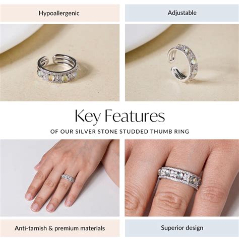 Ring Online - Premium Silver Stone Studded Thumb Ring | Nestasia