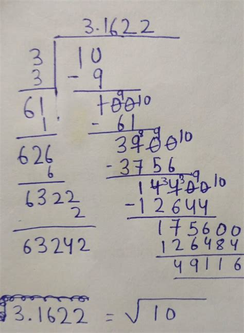 find the square root of 10 correct to four places of decimal - Brainly.in