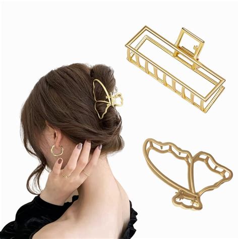 vaghbhatt Metal Design Hair Claw Clips for Women and Girl (Pack of 2 ...