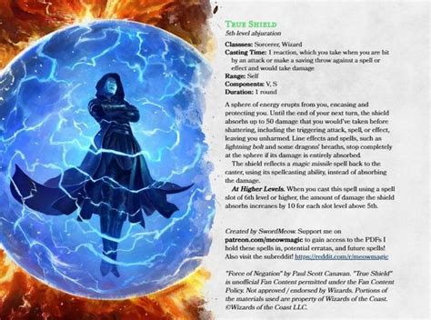 True Shield, a 5th level Meow Magic | D&d dungeons and dragons, Dnd ...