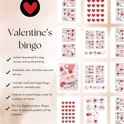 Valentine's Day Bingo printable - Fun & festive Bingo cards for ...