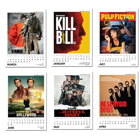 2025 Wall Calendar - Quentin Tarantino Movie Calendar - Hollywood ...