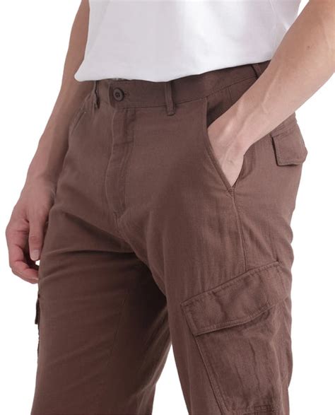 Rare Rabbit Men's Presso 25 Dusky Brown Cotton Blend Plain Relaxed Fit