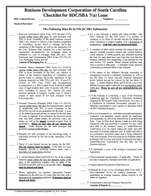 Fillable Online businessdevelopment CHECKLIST FOR CDC/SBA 504 LOAN ...