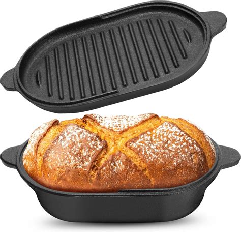 Amazon.com: 3.6QT Oval Dutch Oven for Bread Baking - Pre-Seasoned Cast ...