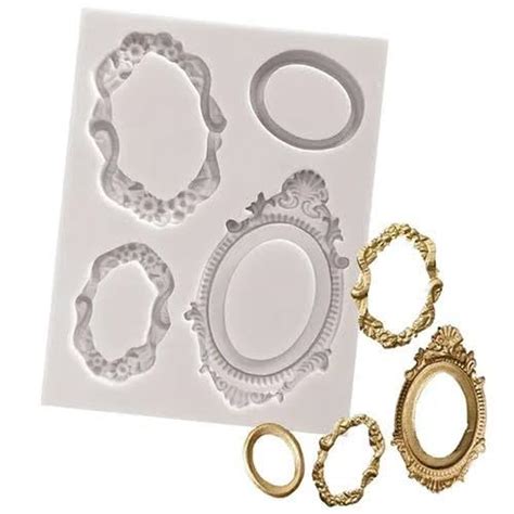 BITSKY INDIA Mirror Frame Fondant Mold Vintage Victorian Frame Silicone ...