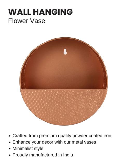VarEesha Round Copper Hammered Metal Wall Mounting Flower Vases ...
