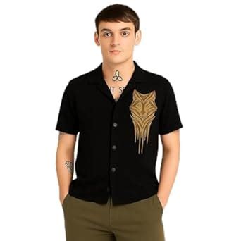 Mivyna Cotton Half Sleeves Spread Collar Regular Fit Golden Leopard ...