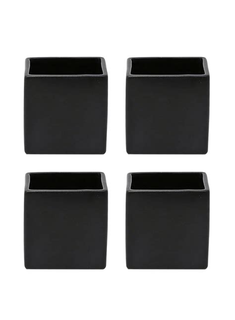 Buy Serene Spaces Living Set of 4 Cube Matte Black Ceramic Vase ...