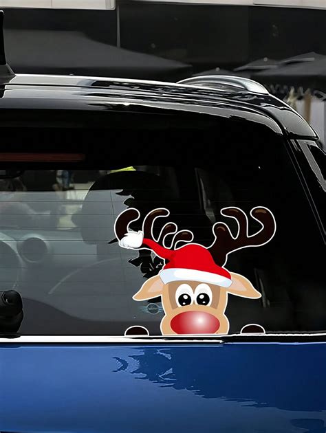 Christmas New Car Window Decal, Santa Claus & Reindeer Design Decor ...