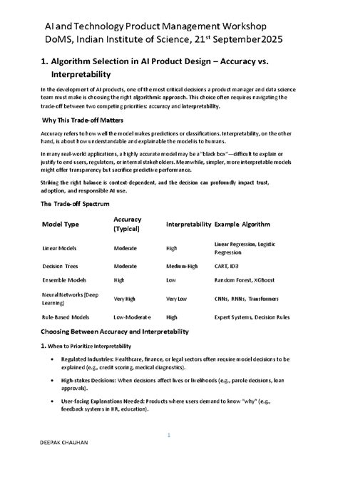 Algo Selection & Deployment Challenges in AI Products (DoMS) - Studocu