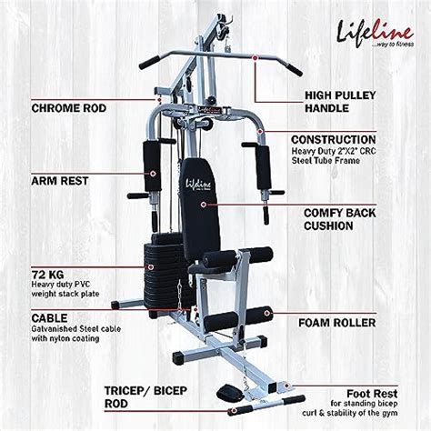Lifeline Fitness HG-002 Home Gym with LE-103 Air Bike with Moving ...