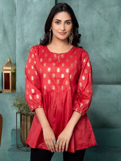 Maroon Heritage Foil Print Tunic – Saffron Threads