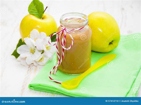 Baby apple puree stock photo. Image of baby, goods, color - 57414710