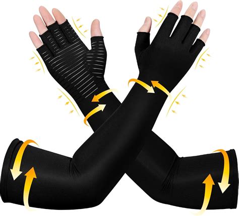 Amazon.com: Zuscot Long Copper Compression Arthritis Gloves for Women & Men, Medical Arm & Hand ...