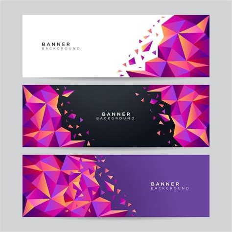 Premium Vector | Set of triangle 3d banner background. vector abstract ...