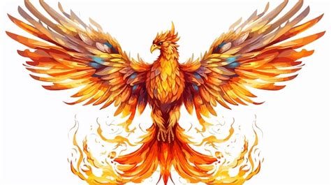 Majestic phoenix fire bird legendary animal isolated on white ...